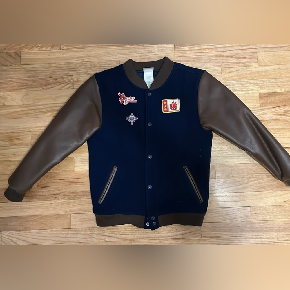 Vintage Disney Shopping Pirate Of The Caribbean Bomber Jacket Embroidered Kids L